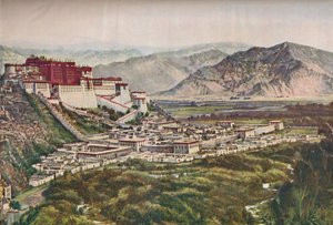 Frowning Cliffs of Lihasas Red-Walled Palace Set Perfectly On Its Hill, c1935 by ENA