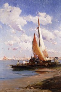 Fishing Craft with the Rivere degli Schiavoni, Venice by E. Aubrey Hunt