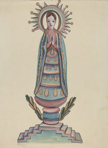 New Mexico, "Bulto", Polychromed Wooden Figure