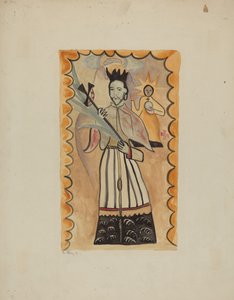 St. John Nepomucene-Painted on Buffalo Hide Prior to 1800, 1935-1942