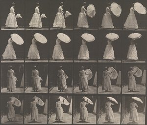 Woman Opening Parasol by Eadweard Muybridge