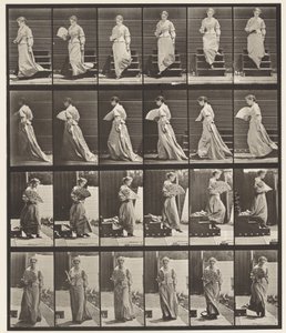 Descending Stairs and Flirting Fan (Plate 141) by Eadweard Muybridge