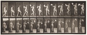 Plate 96. Ascending Stairs Looking Around; Waving Handkerchief by Eadweard Muybridge