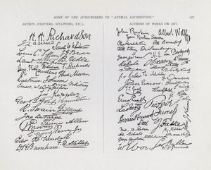 Subscribers to Animal Locomotion by Eadweard Muybridge: Artists, Painters, Sculptors, etc; Authors of Works on Art