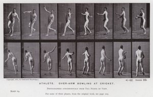 The Human Figure in Motion: Athlete, Over-Arm Bowling at Cricket by Eadweard Muybridge