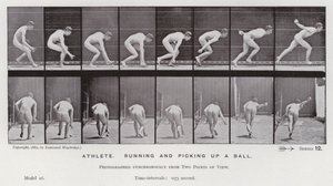 The Human Figure in Motion: Athlete, running and picking up a ball by Eadweard Muybridge