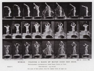 The Human Figure in Motion: Woman, poring a basin of water over her head by Eadweard Muybridge