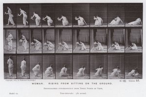 The Human Figure in Motion: Woman, rising from sitting on the ground by Eadweard Muybridge