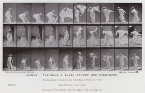 The Human Figure in Motion: Woman, throwing a shawl around her shoulders by Eadweard Muybridge