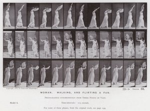 The Human Figure in Motion: Woman, walking and flirting a fan by Eadweard Muybridge