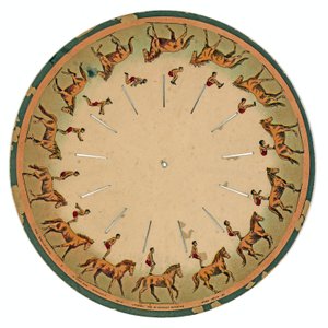 Zoopraxiscope Disc Showing an Acrobat Performing a Horse Back Somersault, 1893