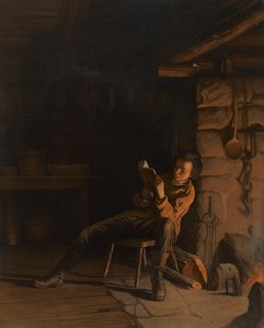 The Boyhood of Lincoln. (An Evening in the Log Hut.)