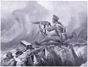 Private Lynn Dying from Gas Poisoning, Serves a Machine Gun and Beats Off a German Attack. Ypres April 1915