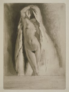 A woman draped in a sheet, illustration for 