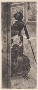 At the Louvre: Painting by Mary Cassatt by Edgar Degas