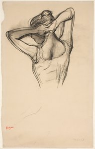 Dancer Doing Her Hair; Half-Figure in Profile to the Left, Half from Behind by Edgar Degas