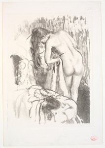 Nude Woman Standing at Her Toilet