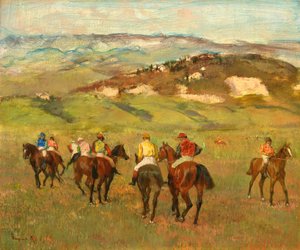Jockeys on Horseback before Distant Hills, 1884 by Edgar Degas
