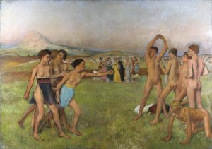 Little Spartan Girls Provoking Boys by Edgar Degas