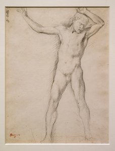 Naked Face, Arms Raised by Edgar Degas