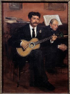 Portraits of Lorenzo Pagans (1838-1883) Spanish tenor and Augustus De Gas (1807-1874) father of the artist by Edgar Degas