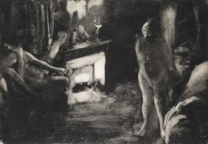 The Fireside by Edgar Degas