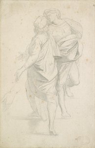 Two Figures standing on a Flight of Steps, after Raphael, c1853-54 by Edgar Degas