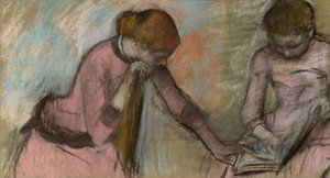 Young Girls Looking at an Album