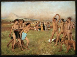 Young Spartans Exercising by Edgar Degas