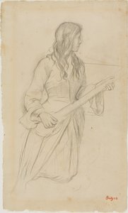 Young Woman Playing a Mandolin, Study for Portrait of Mlle. Fiocre in the Ballet "La Source"