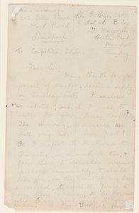 Letter to a Newspaper Competition Editor, 1914-18