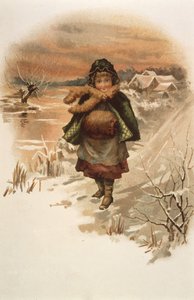 Girl on a snowy road, illustration from Where Lilies Live, 1889 by Edith S. Berkeley