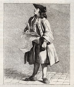 The Lottery Winner Announcer - engraving by Edme Bouchardon (1698-1762)