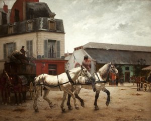 A Coach Stop on the Place de Passy by Edmond Georges Grandjean