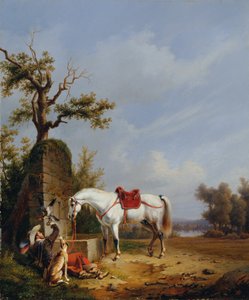 Rider with Horse by Edmond Jean Baptiste Tschaggeny