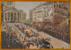 The funeral of Victor Hugo, the procession on rue Soufflot, June 1885