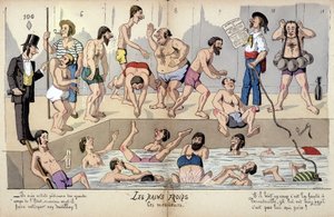 Cartoon on French society by Lavrate: public baths