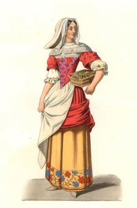French Peasant 17th Century, from an Engraving by Jean Saint Jean - Lithography from an Illustration by Edmond Lechevallier-Chevignard (1825-1902), from Costumes Historiques des 16th