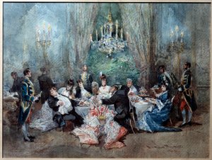 Meal scene. Illustration for scene 10 of Act II of 