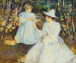 Mother and Child in Pine Woods by Edmund Charles Tarbell