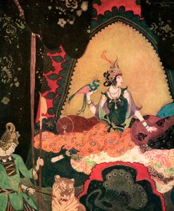 Layla Holding a Bird by Edmund Dulac