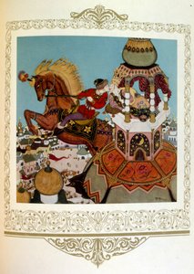 Prince kissing a beautiful princess in a tower by Edmund Dulac