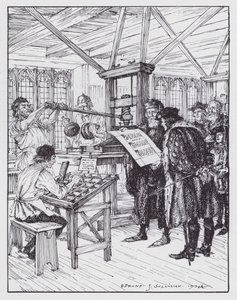 William Caxton in his printing shop