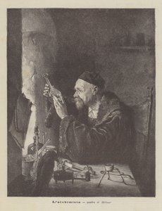 The Alchemist, painting by Hellmer by Edmund Ritter von Hellmer