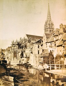River Odon and the Apse and Church Tower of Saint-Pierre de Caen, c.1850-55