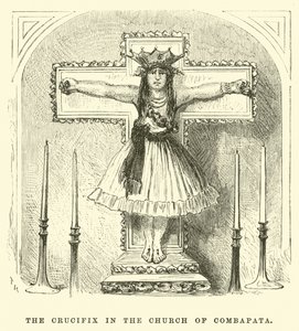 The Crucifix in the Church of Combapata by Edouard (after) Riou