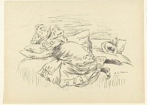 Woman Reading Lying on Bed by Edouard Crébassa