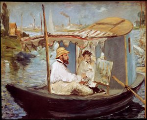 Claude Monet Painting in His Studio Boat