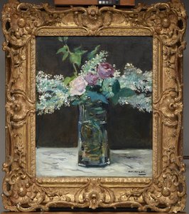 Vase of White Lilacs and Roses by Édouard Manet