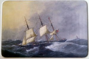 A Three Mats of Commerce in 1882. Watercolour by Edouard Adam. 1882. Paris, Musee de la Marine by Edouard Marie Adam
